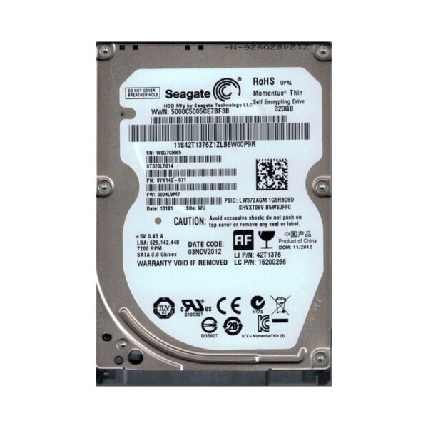 9YK142-071 - Seagate Momentus Thin 320GB 7200RPM SATA 3Gb/s NCQ 16MB Cache (SED) 2.5-Inch Hard Drive