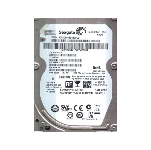 9ZV14D-071 - Seagate 160GB 7200RPM SATA 3Gb/s 16MB Cache 2.5-inch Hard Drive
