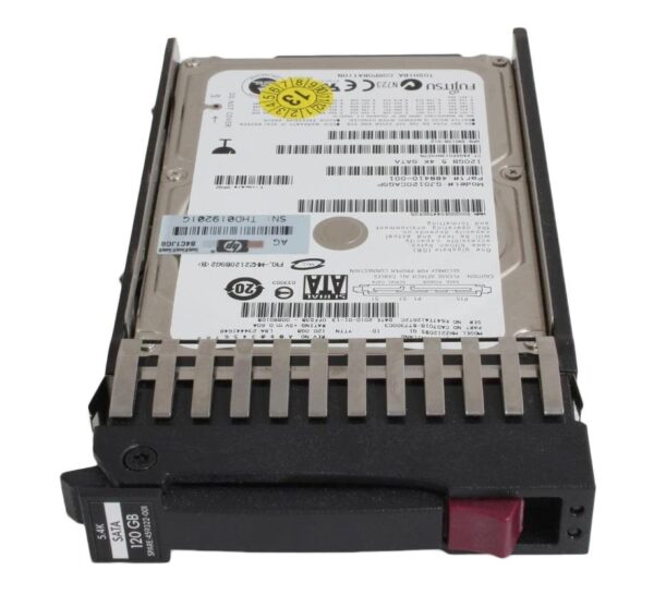 GJ0120CAGSP - HP 120GB 5400RPM SATA 1.5Gb/s Hot Swappable SFF 2.5-inch Hard Drive with Tray for Gen1/7 ProLiant Server/Storage Array