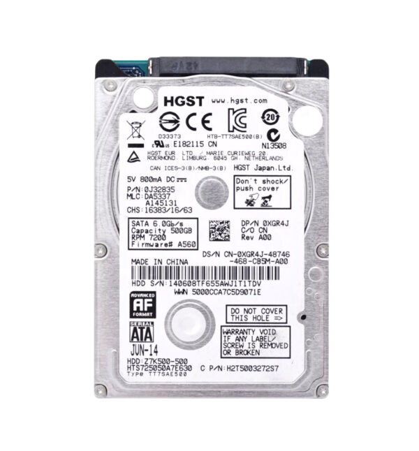 H2T5003272S7 - HGST Travelstar Z7K500 Series 500GB 7200RPM SATA 6Gb/s 32MB Cache 512e 2.5-Inch Hard Drive