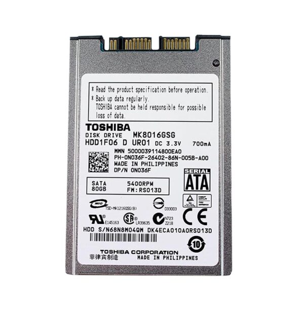 HDD1F06 - Toshiba 80GB 5400RPM SATA 1.5Gb/s 8MB Cache 1.8-Inch Hard Drive