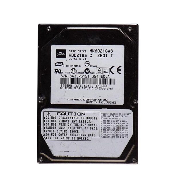 HDD2183 - Toshiba 60GB 4200RPM IDE Ultra ATA/100 (ATA-6) 2MB Cache 2.5-Inch Hard Drive
