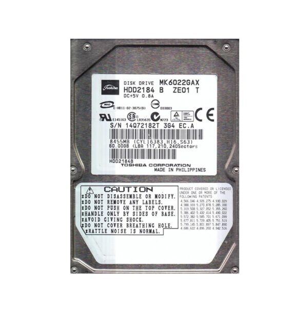 HDD2184 - Toshiba 60GB 5400RPM IDE Ultra ATA/100 (ATA-6) 16MB Cache 2.5-Inch Hard Drive
