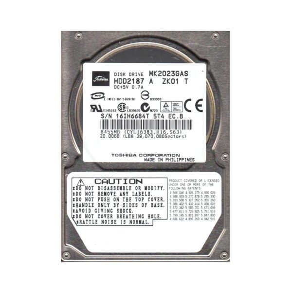 HDD2187 - Toshiba 20GB 4200RPM IDE Ultra ATA/100 (ATA-6) 2MB Cache 2.5-Inch Hard Drive