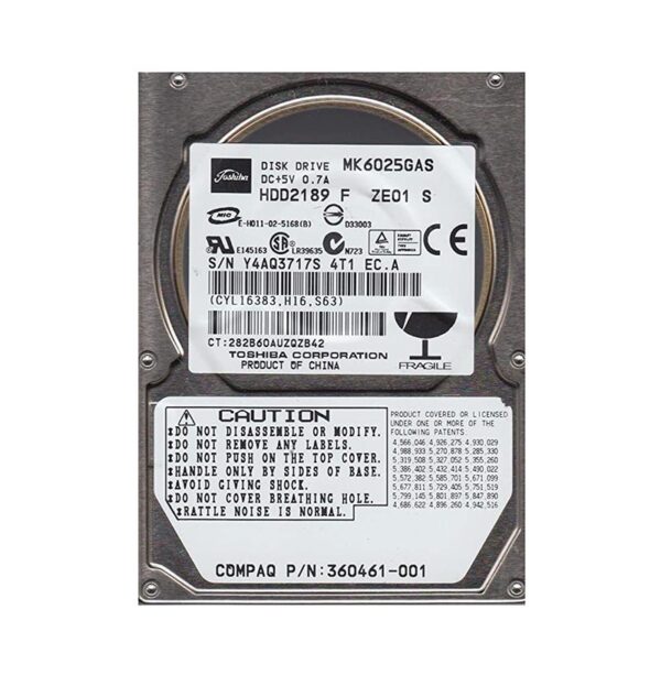 HDD2189 - Toshiba 60GB 4200RPM IDE Ultra ATA/100 (ATA-6) 8MB Cache 2.5-Inch Hard Drive