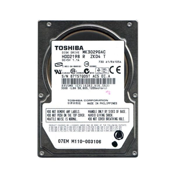 HDD2198 - Toshiba 30GB 4200RPM IDE Ultra ATA/100 (ATA-6) 8MB Cache 2.5-Inch Hard Drive