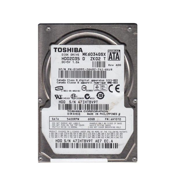 HDD2D35 - Toshiba 60GB 5400RPM SATA 1.5Gb/s 8MB Cache 2.5-Inch Hard Drive