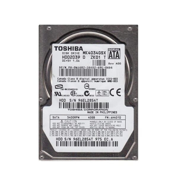 HDD2D39 - Toshiba 40GB 5400RPM SATA 1.5Gb/s 8MB Cache 2.5-Inch Hard Drive