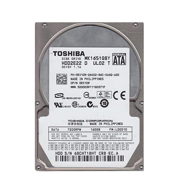 HDD2E22 - Toshiba 160GB 7200RPM SATA 3Gb/s 16MB Cache 2.5-Inch Hard Drive