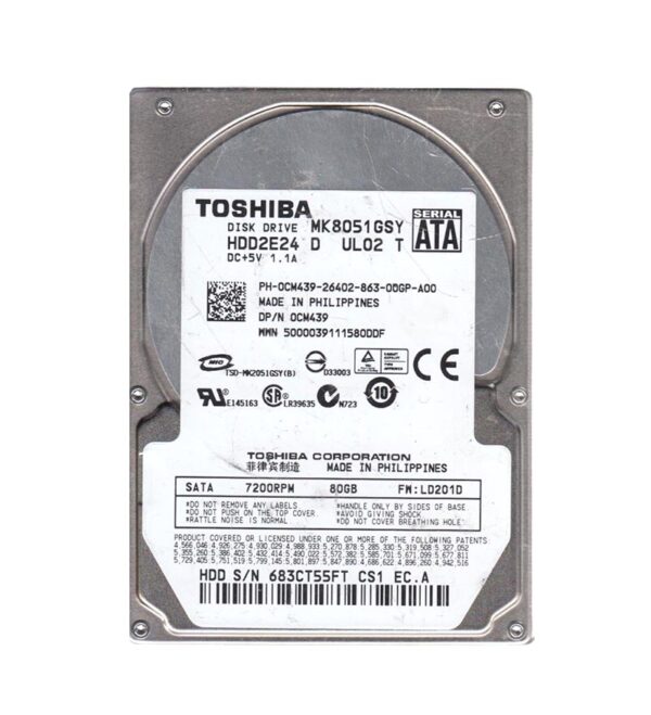 HDD2E24 - Toshiba 80GB 7200RPM SATA 3Gb/s 16MB Cache 2.5-Inch Hard Drive