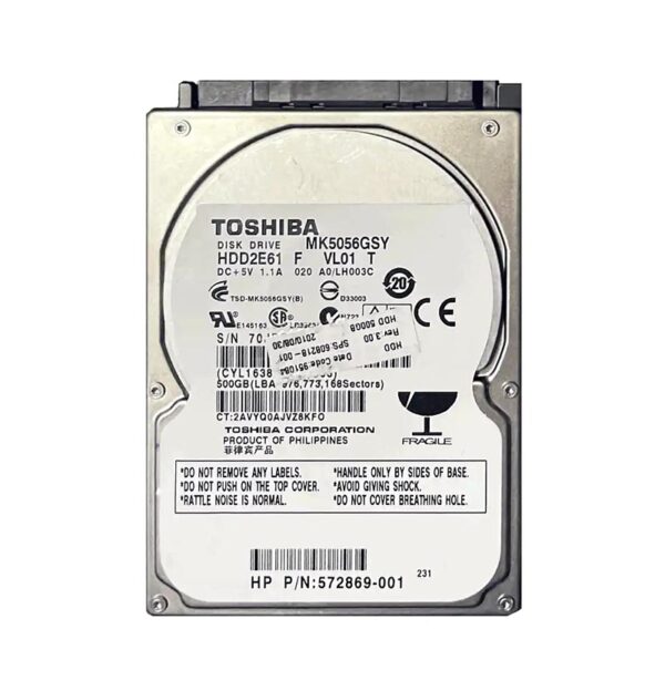 HDD2E61 - Toshiba 500GB 7200RPM SATA 3Gb/s 16MB Cache 2.5-Inch Hard Drive
