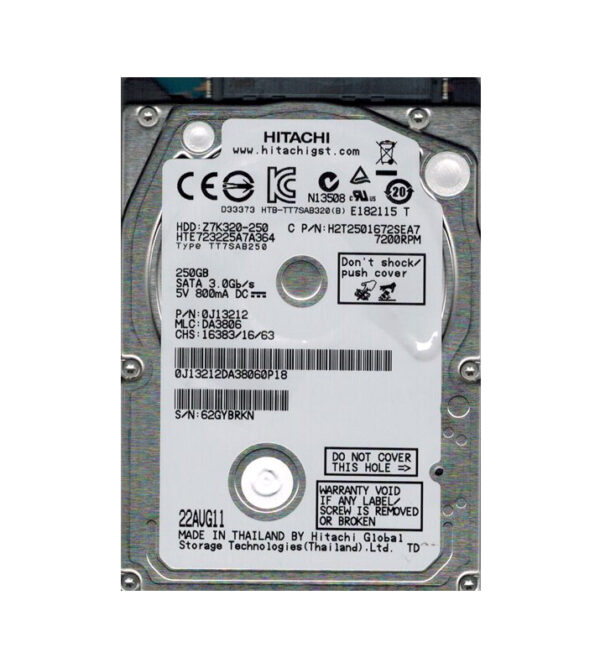 HTE723225A7A364 - HGST Travelstar Z7K320 Series 250GB 7200RPM SATA 3Gb/s 16MB Cache (512) 2.5-inch Hard Drive