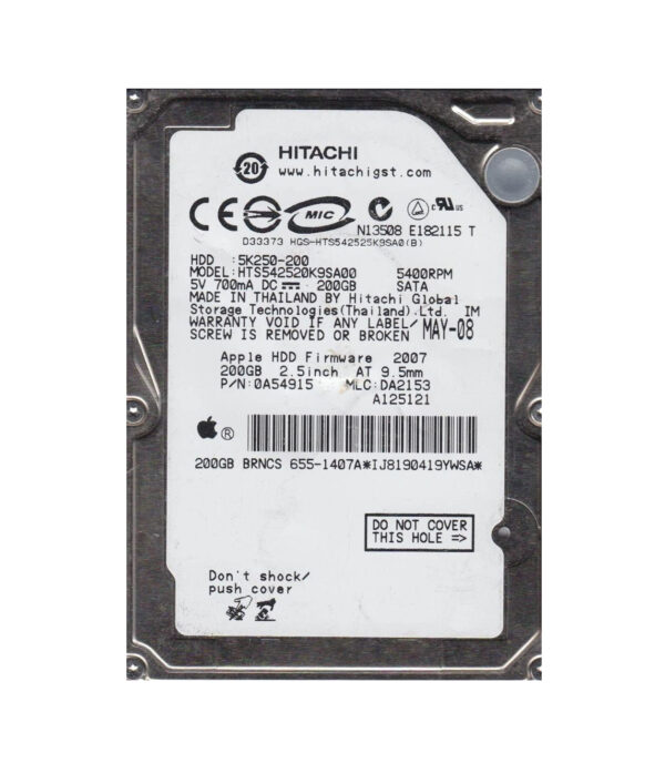HTS542520K9SA00 - Hitachi Travelstar 5K250 Series 200GB 5400RPM SATA 1.5Gb/s 8MB Cache 7-Pin 2.5-inch Hard Drive