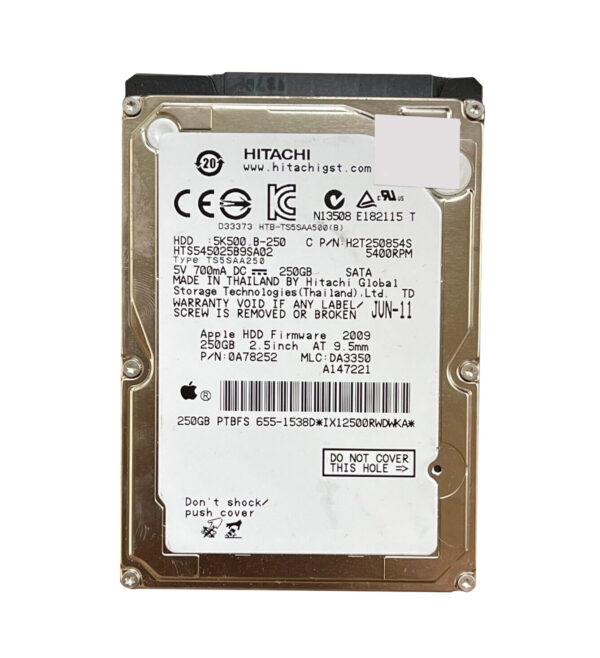 HTS545025B9SA02 - Hitachi Travelstar 5K500.B Series 250GB 5400RPM SATA 1.5Gb/s 8MB Cache 2.5-Inch Hard Drive