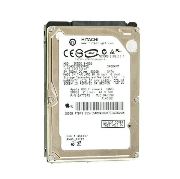 HTS545050B9SA02 - Hitachi Travelstar 5K500.B Series 500GB 5400RPM SATA 1.5Gb/s 8MB Cache 2.5-inch Hard Drive