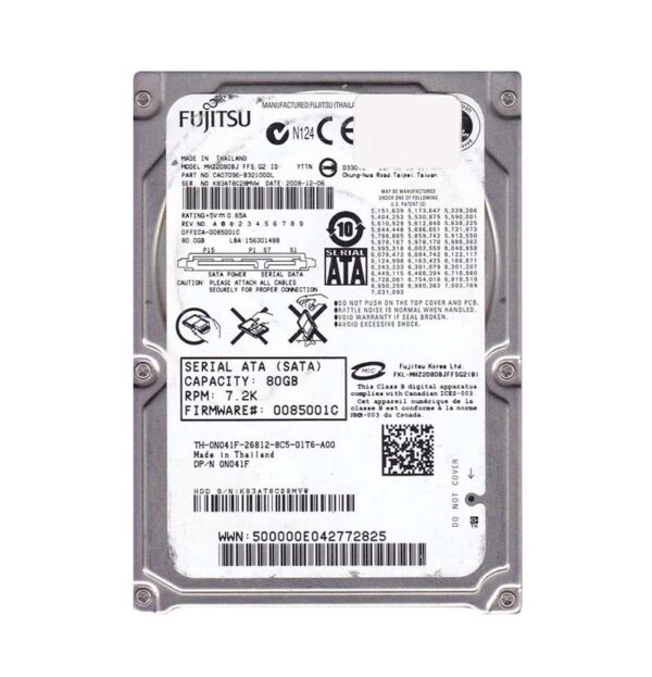 MHZ2080BJ-G2 - Fujitsu Mobile MHZ2080BJ 80GB 7200RPM SATA 3Gb/s 16MB Cache 2.5-Inch Hard Drive
