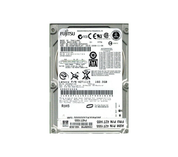 MHZ2160BJ - Fujitsu 160GB 7200RPM SATA 3Gb/s 7-Pin 16MB Cache 2.5-Inch Mobile Hard Drive for Notebook