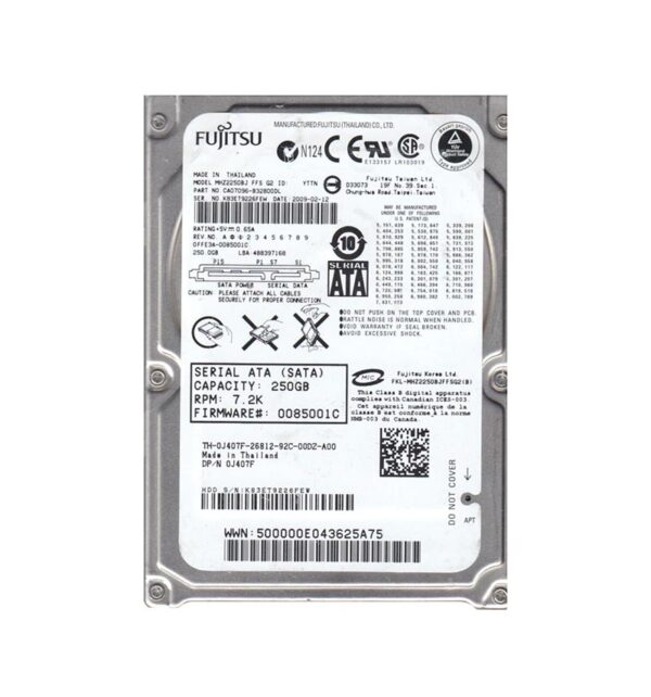 MHZ2250BJ - Fujitsu Mobile 250GB 7200RPM SATA 3Gb/s 2.5-Inch Hard Drive