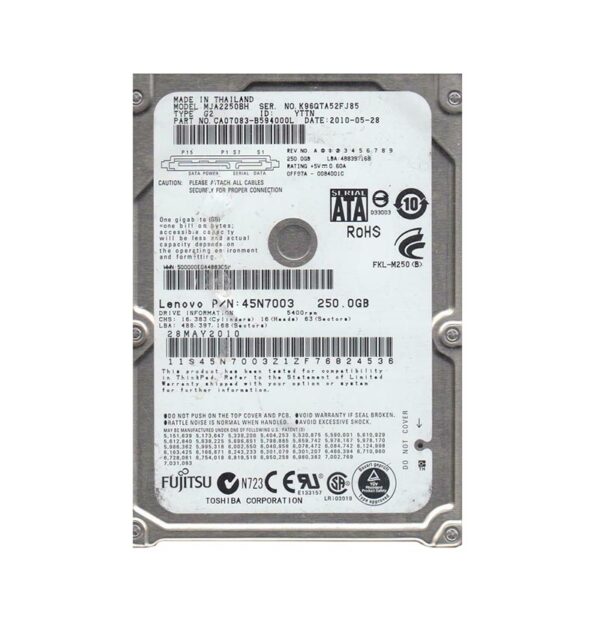 MJA2250BH-G2 - Fujitsu MJA2-BH Series 250GB 5400RPM SATA 3Gb/s 8MB Cache 2.5-Inch Hard Drive