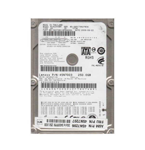MJA2250BH - Fujitsu MJA2-BH Series 250GB 5400RPM SATA 3Gb/s 8MB Cache 2.5-Inch Hard Drive