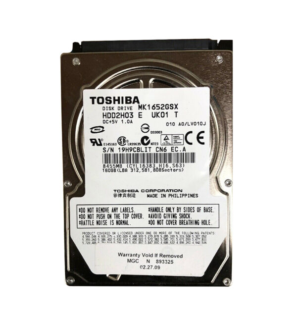 MK1652GSX - Toshiba 160GB 5400RPM SATA 3Gb/s 8MB Cache 2.5-Inch Hard Drive