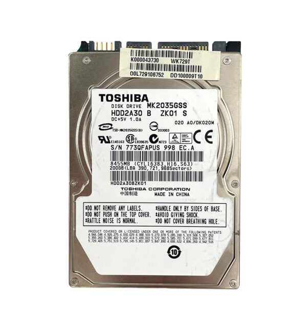 MK2035GSS - Toshiba 200GB 4200RPM SATA 1.5Gb/s 8MB Cache 2.5-Inch Hard Drive