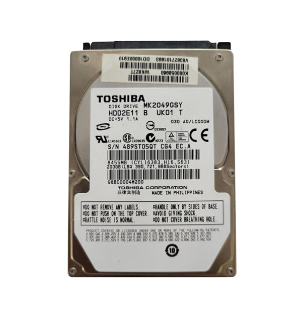 MK2049GSY - Toshiba 200GB 7200RPM SATA 3Gb/s 16MB Cache 2.5-Inch Hard Drive