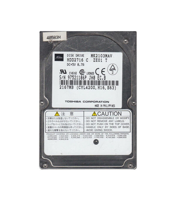 MK2103MAV - Toshiba 2.16GB 4200RPM IDE/ATA 128KB Cache 2.5-Inch Hard Drive