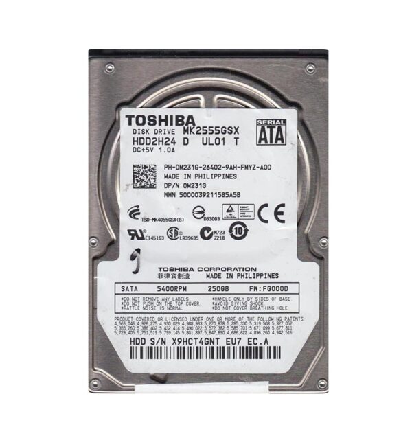 MK2555GSX - Toshiba 250GB 5400RPM SATA 3Gb/s 8MB Cache 2.5-Inch Hard Drive