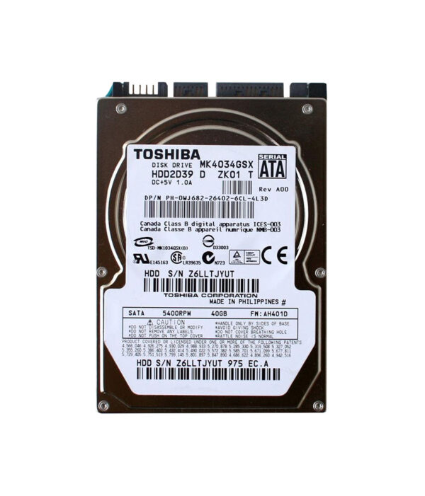 MK4034GSX - Toshiba 40GB 5400RPM SATA 1.5Gb/s 8MB Cache 2.5-Inch Hard Drive