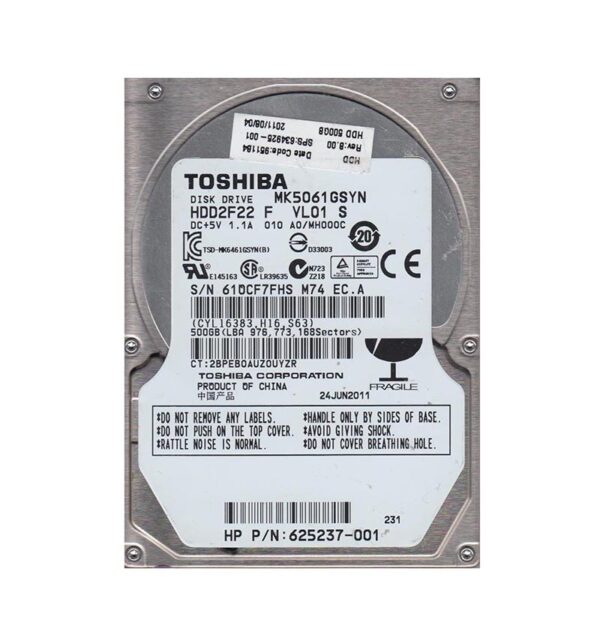 MK5061GSYN - Toshiba 500GB 7200RPM SATA 3Gb/s 16MB Cache 2.5-Inch Hard Drive