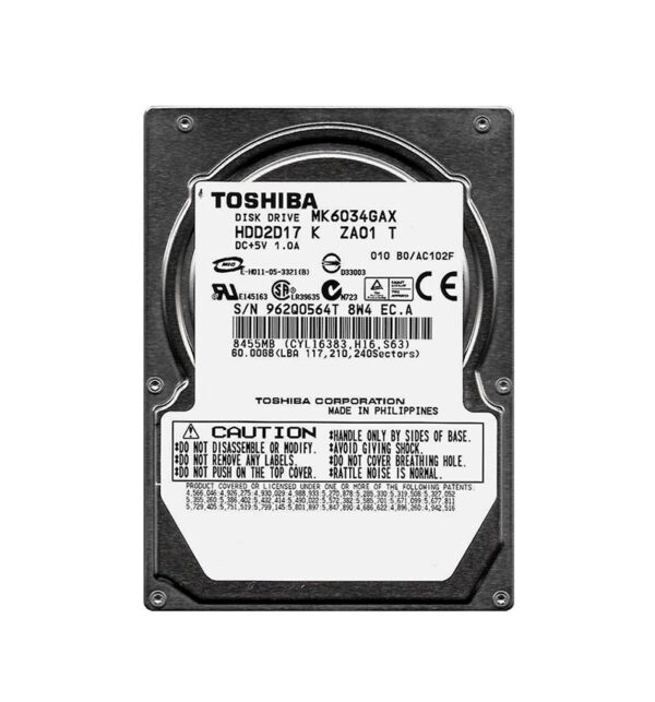 MK6034GAX - Toshiba 60GB 5400RPM IDE Ultra ATA/100 (ATA-6) 8MB Cache 2.5-Inch Hard Drive