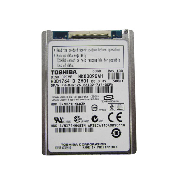 MK8009GAH - Toshiba 80GB 4200RPM IDE Ultra ATA/100 (ATA-6) 8MB Cache 1.8-Inch Hard Drive