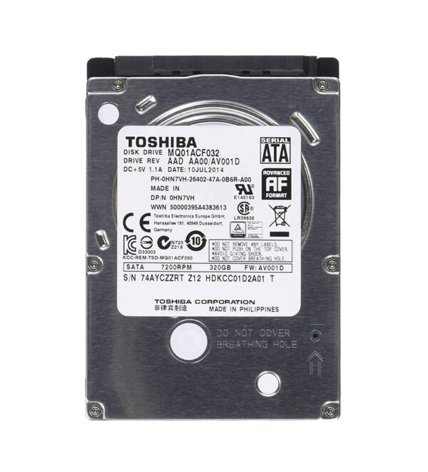 MQ01ACF032 - Toshiba MQ01ACF Series 320GB 7200RPM SATA 3Gb/s 16MB Cache (512e) 2.5-Inch Hard Drive