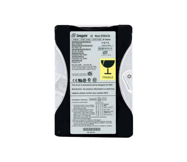 ST320410A - Seagate U6 Series 20GB 5400RPM IDE Ultra ATA/100 (ATA-6) 2MB Cache (CE) 3.5-Inch Hard Drive