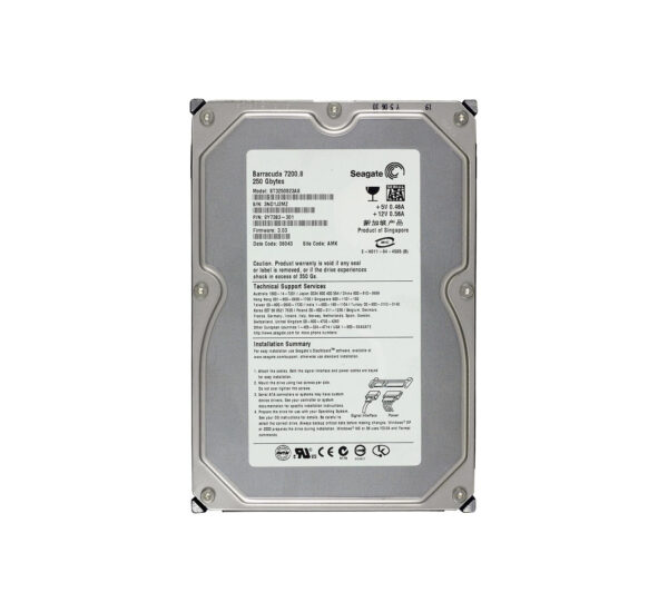 ST3250823AS - Seagate BarraCuda 7200.8 Series 250GB 7200RPM SATA 1.5Gb/s 8MB Cache (RoHS) 3.5-Inch Hard Drive