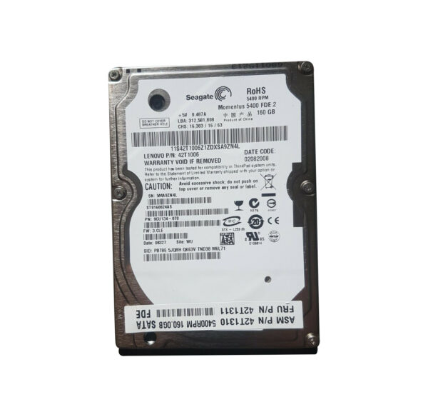 ST9160824AS - Seagate Momentus 5400 FDE.2 Series 160GB 5400RPM SATA 1.5Gb/s 8MB Cache (CE) 2.5-Inch Hard Drive