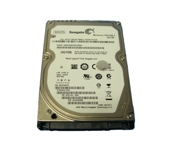 ST9250412AS - Seagate Momentus 7200 FDE.2 250GB 7200RPM SATA 3Gb/s 16MB Cache 2.5-Inch Hard Drive