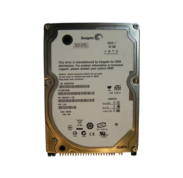 ST940814AM - Seagate EE25.1 40GB IDE Ultra ATA/100 (ATA-6) 5400RPM 8MB Cache 2.5-Inch Plug-in Module Hard Drive