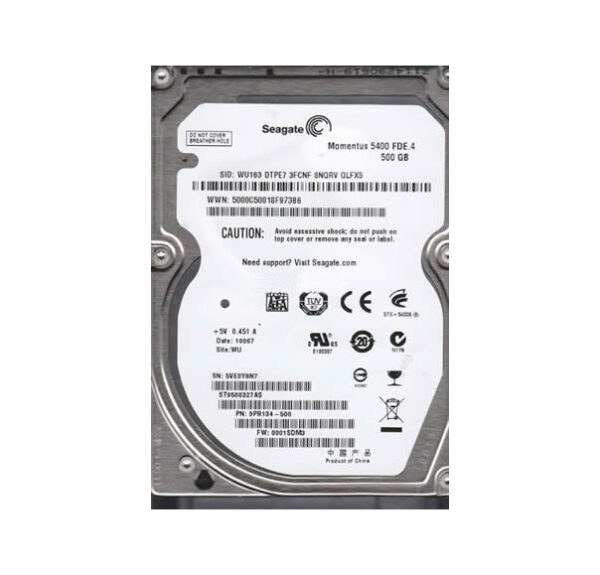 ST9500327AS - Seagate Momentus 5400 FDE 500GB 5400RPM SATA 3Gb/s 8MB Cache (SE) 2.5-Inch Hard Drive