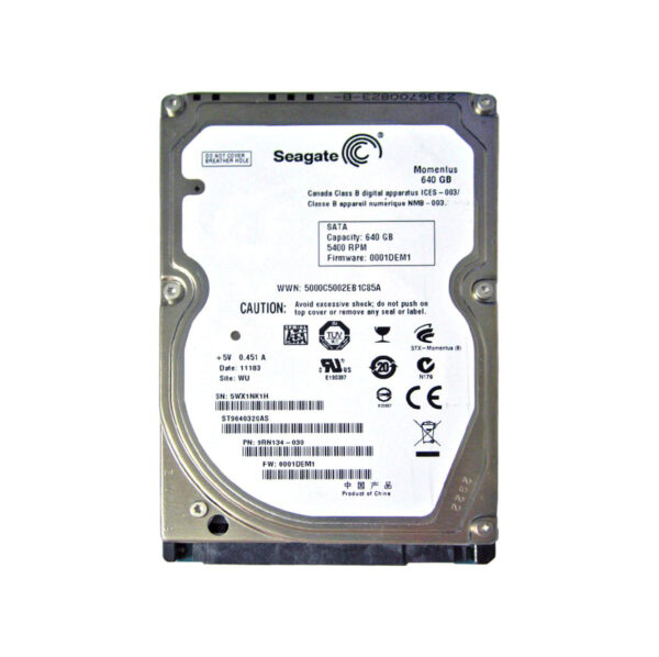ST9640320AS - Seagate Momentus 640GB 5400RPM SATA 3Gb/s 8MB Cache (CE) 2.5-Inch Hard Drive