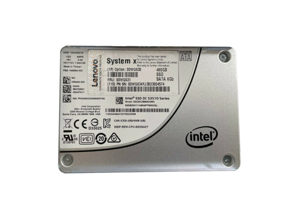 00WG630 - IBM 480GB Multi-Level Cell SATA 6Gb/s Hot-Swappable 2.5-Inch Solid State Drive for System x3550 M5 Server