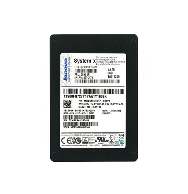 00YC471 - IBM 1.6TB SAS 12Gb/s Hot Swappable 2.5-Inch Solid State Drive