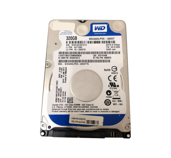 04X4748 - Lenovo 320GB 5400RPM SATA 6Gb/s 8MB Cache 2.5-Inch Hard Drive