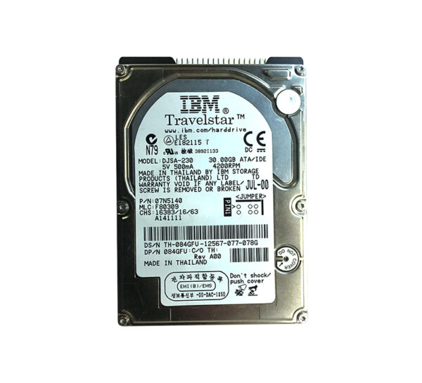07N5140 - IBM 30GB 4200RPM IDE Ultra ATA/66 (ATA-5) 2MB Cache 2.5-Inch Hard Drive