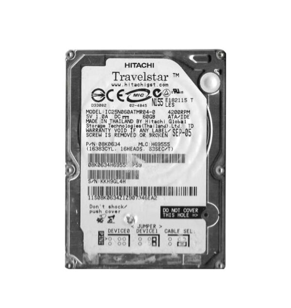 08K0634 - Hitachi TravelStar 60GB 4200RPM 8MB Cache ATA-100 44-Pin Laptop Hard Drive