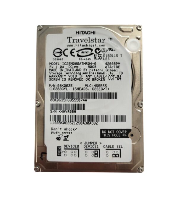08K0635 - Hitachi TravelStar 80GB 4200RPM 8MB Cache ATA-100 2.5-inch Ultra- Slim Line Laptop Hard Drive