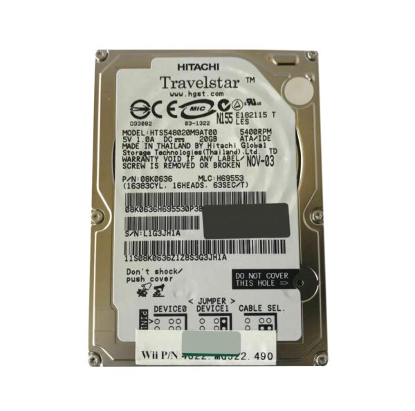 08K0636 - Hitachi Travelstar 5K80 Series 20GB 5400RPM IDE Ultra ATA/100 (ATA-6) 8MB Cache 2.5-inch Hard Drive