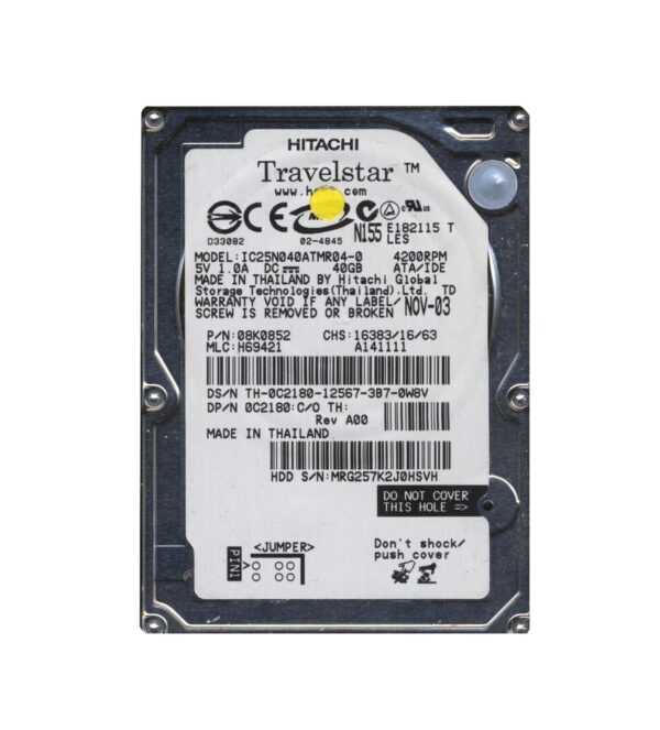 08K0852 - Hitachi Travelstar 80GN Series 40GB 4200RPM IDE Ultra ATA/100 (ATA-6) 8MB Cache 2.5-inch Hard Drive