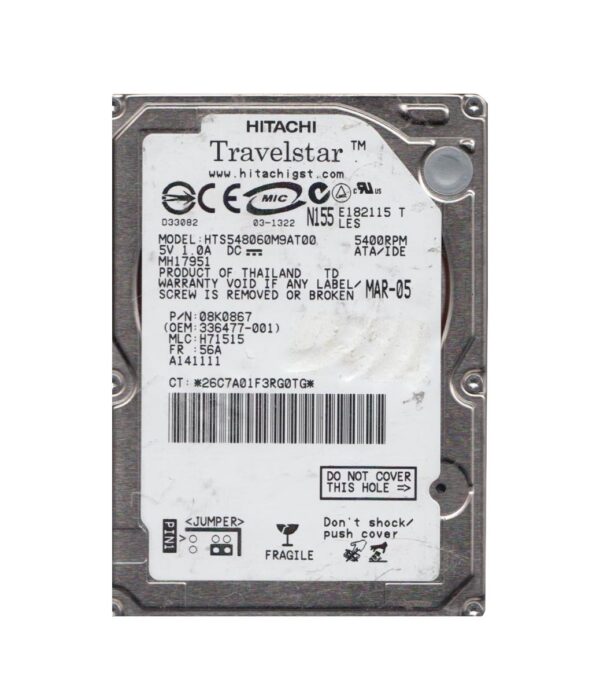 08K0867 - Hitachi 60GB 5400RPM ATA-100 2.5-inch Hard Drive